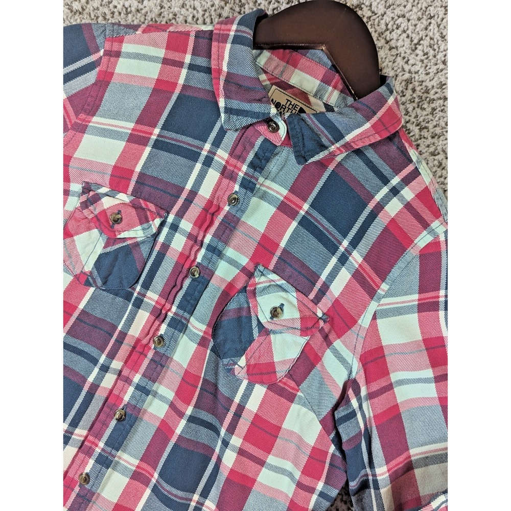 The North Face Plaid Flannel Button‎ Up Shirt Women's Small Black, White, Red